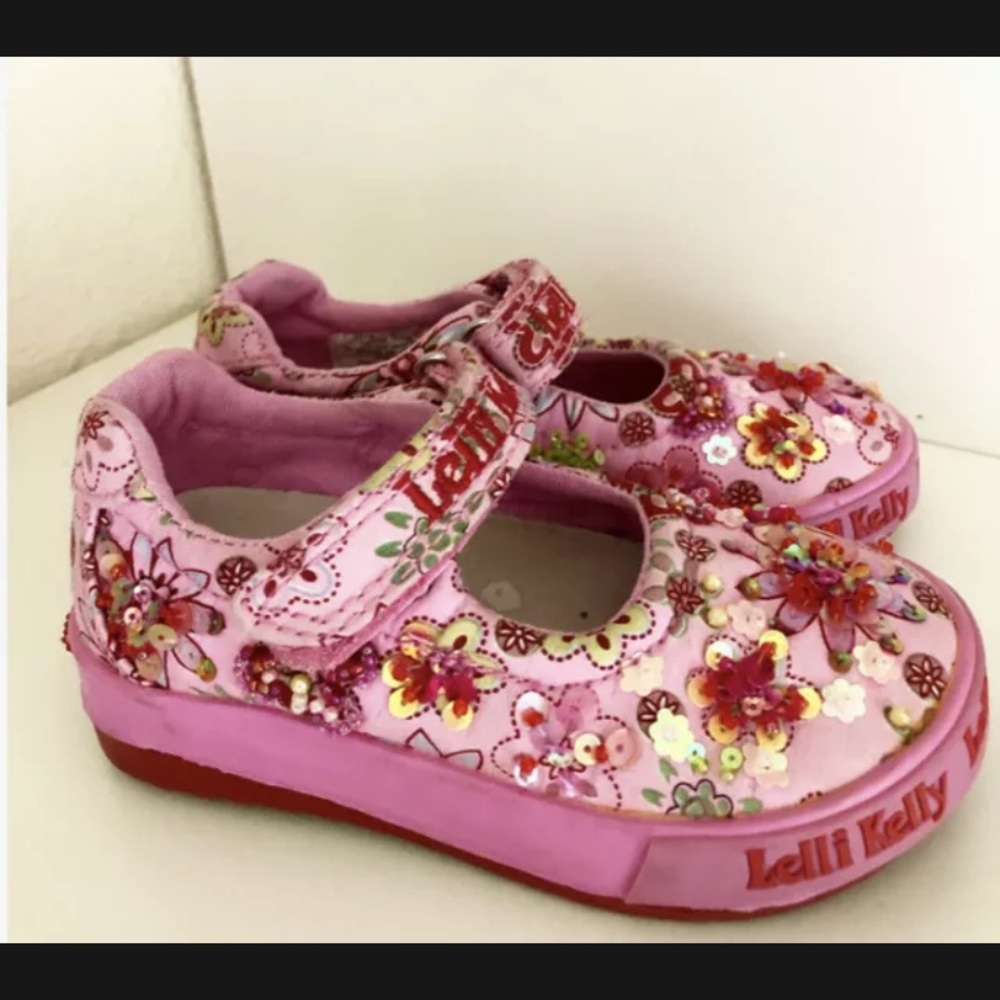 Lelli Kelly Girls Sandals EU Size 22 Beaded Adjustable Straps Pink Mary Janes
